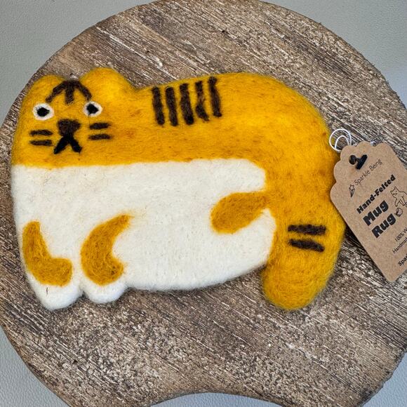 Felt Kitty Cat Leaf Coaster Mug Rug Home Decor Gift for Boho NEW FAST SHIP - Picture 2 of 7